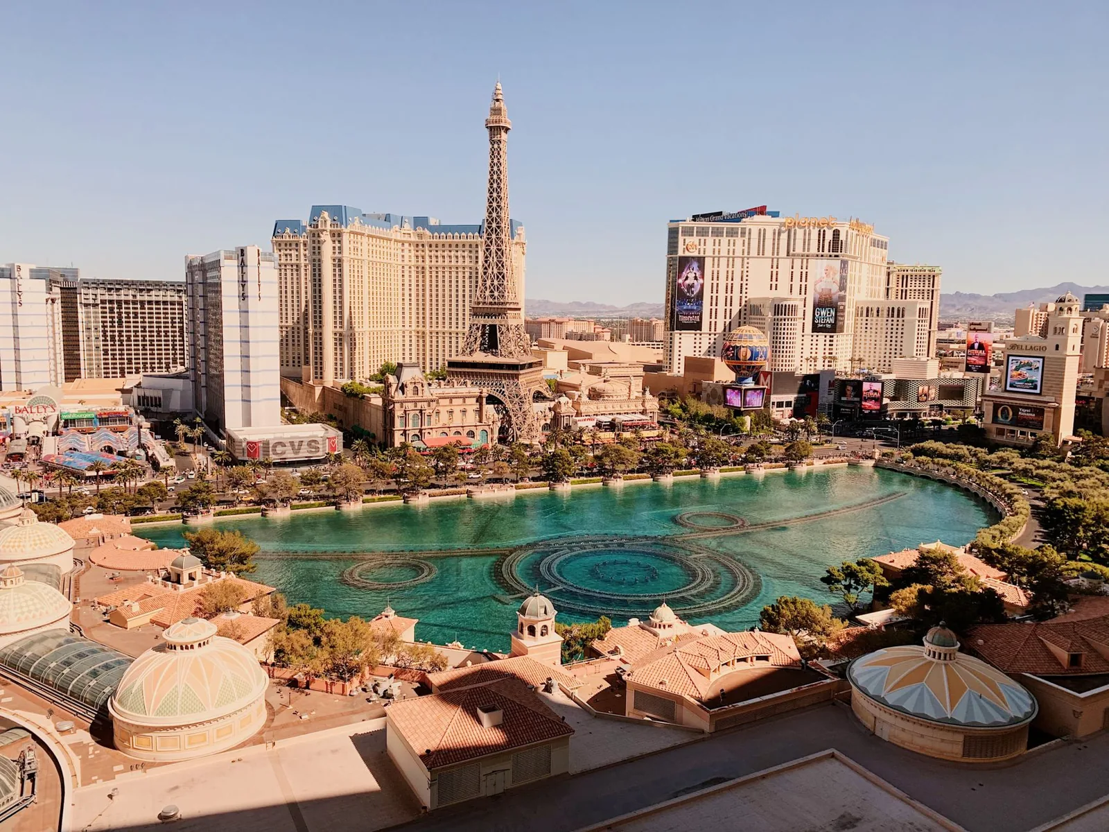 Las Vegas Strip resort pool at dusk